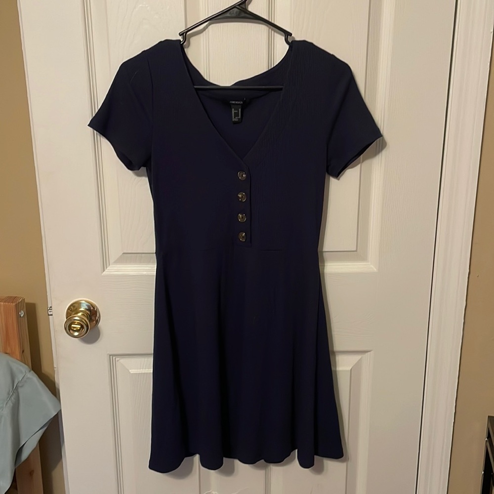 Navy Blue Button Up Dress